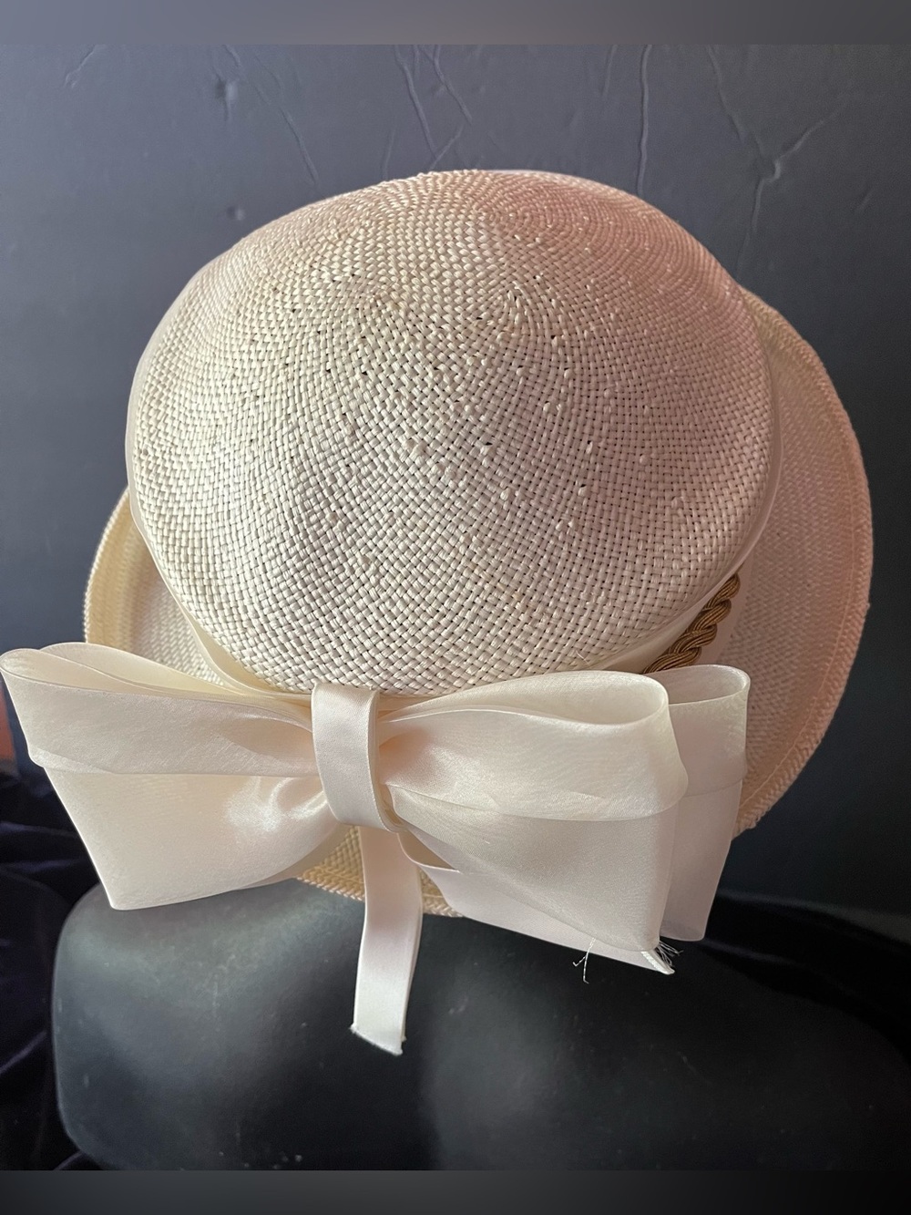 Andre Vintage Cream Woven Straw Dress Hat